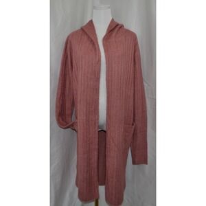 Theo & Spence Size M  Women's Open Front Cardigan with Pockets‎ Dusty Rose